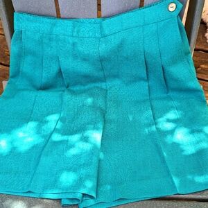 Vintage Hana Studio California Grn Side button Pleated dress Bermuda shorts 12